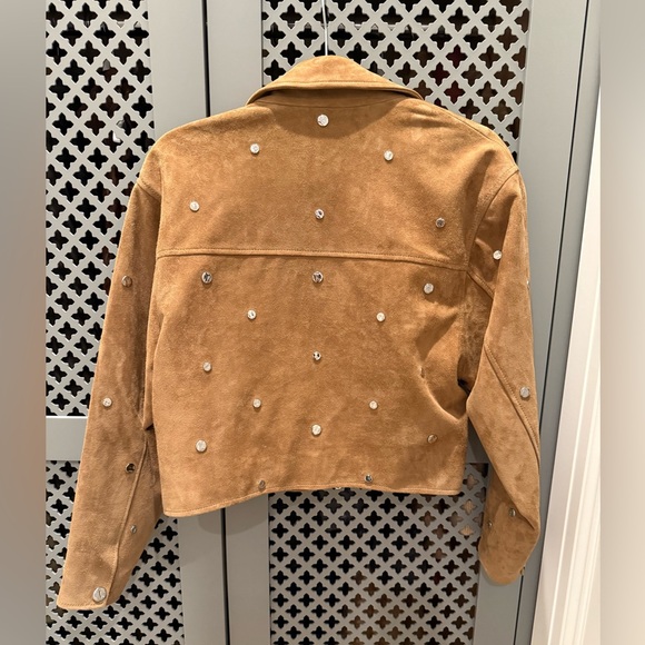 Sandro Tan Lopez Suede Jacket with Silver Studs - Picture 7 of 7